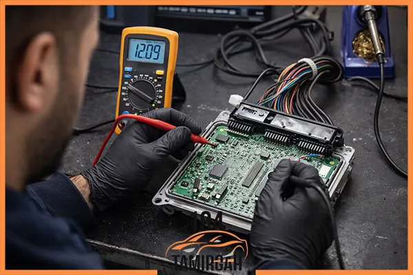 فرآیند تخصصی تعمیر ECU ساینا در تعمیرگاه 104